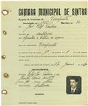 Registo de matricula de velocipedista em nome de José Félix Paulino, morador em Montelavar, com o nº de inscrição 1866.
