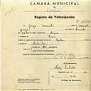 Registo de velocípede de marca Aprilia, com o nº 2192, em nome de Jorge Manuel, morador em Anços.