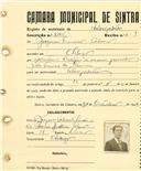 Registo de matricula de velocipedista em nome de Joaquim Francisco Alves, morador no Sabugo, com o nº de inscrição 2105.