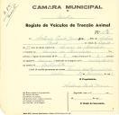 Registo de um veiculo de duas rodas tirado por dois animais de espécie bovina destinado a transporte de mercadorias em nome de António Paulo Júnior, morador em Arneiro dos Marinheiros.