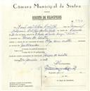 Registo de velocípede de marca Olga com motor, com o nº 5587, em nome de João da Silva Coelho, morador em Várzea de Sintra.