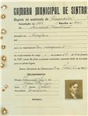 Registo de matricula de velocipedista em nome de António ..... , morador em Morelena, com o nº de inscrição 1031.