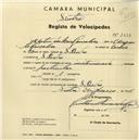 Registo de velocípede com o nº 2438, em nome de Artur dos Reis Gonçalves, morador em S. Pedro de Sintra.