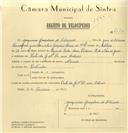 Registo de velocípede de marca Nevada, com o nº 7610, em nome de Joaquim Gonçalves de Oliveira, morador em Posto da G.N.R., em Colares.