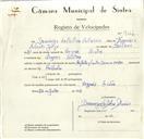 Registo de velocípede de marca Porfecta, com o nº 9116, em nome de Domingos da Silva Silvério, morador em Negrais.