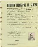 Registo de matricula de velocipedista em nome de Joaquim Rodrigues Gomes, morador na Azóia, com o nº de inscrição 1652.