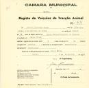 Registo de um veiculo de duas rodas tirado por um animal de espécie cavalar destinado a transporte de mercadorias em nome de Manuel Lourenço Pulso, morador em Casas Novas.