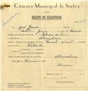 Registo de velocípede de marca Famel com motor, com o nº 7643, em nome de José Gomes, morador em Abrunheira.