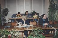 Edite Estrela, presidente da Câmara Municipal de Sintra, com o vereador Luís Patrício numa sessão de Assembleia Infantil na sala da Nau do Palácio Valenças.