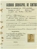 Registo de matricula de velocipedista em nome de João dos santos Mendes, morador em Albarraque, com o nº de inscrição 1108.