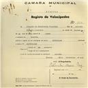 Registo de velocípede de marca Olympique, com o nº 335, em nome de Joaquim do Nascimento Monteiro, morador em Gouveia.
