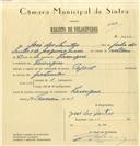 Registo de velocípede de marca Peugeot, com o nº 6260, em nome de José dos Santos, morador em Carenque.