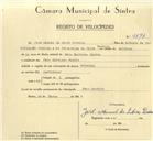 Registo de velocípede de marca Oriental, com o nº 9873, em nome de José Manuel da Silva Pereira, morador em Mem Martins.