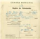 Registo de velocípede com o nº 3111, em nome de José Quirino Dias, morador em Avª Heliodoro Salgado, Sintra.
