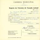 Registo de um veiculo de duas rodas tirado por dois animais de espécie bovina destinado a transporte de mercadorias em nome de Miguel Gonçalves, morador em Massamá.