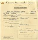 Registo de velocípede de marca Nacional, com o nº 7654, em nome de Manuel Domingos Caroco, morador em Alvarinhos.