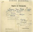 Registo de velocípede de marca Olympique, com o nº 261, em nome de Domingos Sousa Leitão, morador em Lameiras.