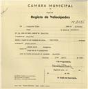Registo de velocípede de marca Caravela, com o nº 2486, em nome de Joaquim Dias, morador em Mucifal.