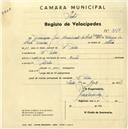 Registo de velocípede de marca Hunter, com o nº 3183, em nome de Francisco José Nascimento da Costa Ferreira, morador em S. Pedro de Sintra.