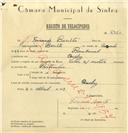 Registo de velocípede de marca Vilar com motor, com o nº 6360, em nome de Fernando Barreto, morador em Queluz.