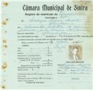 Registo de matricula de velocipedista em nome de Dionísio Inácio Duarte, morador na Abrunheira, com o nº de inscrição 868.