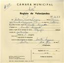 Registo de velocípede de marca Olympique, com o nº 3651, em nome de António Pereira Lageiro, morador em Santa Susana.