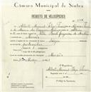 Registo de velocípede com o nº 5162, em nome de Alberto Manuel Filipe Ferreira, morador em Mercês.