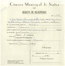 Registo de velocípede com o nº 5221, em nome de José Américo Miranda da Silva Ventura, morador em Maceira.