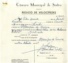 Registo de velocípede de marca Famel Vitória, com o nº 9303, em nome de Angel Pedro Duarte, morador em Manique de Cima.