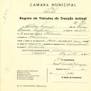 Registo de um veiculo de duas rodas tirado por um animal de espécie asinina destinado a transporte de mercadorias em nome de Salvador Miguel, morador na Chilreira.