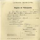 Registo de velocípede de marca Sprinter, com o nº 2830, em nome de José Lourenço Neves, morador em Catribana.