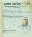 Registo de matricula de velocipedista em nome de Bernardo Luís, morador em Morelena, com o nº de inscrição 889.