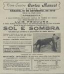 Programa do filme "Sol e Sombra" com a participação de Luis Procuna. Divulga, também, matiné infantil com atividades recreativas.