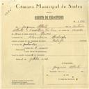Registo de velocípede de marca Raleigh, com o nº 5797, em nome de Joaquim Alberto, morador em Abrunheira.