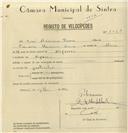Registo de velocípede com o nº 8063, em nome de José Máximo Dias, morador em Nafarros.