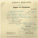 Registo de velocípede de marca Champion, com o nº 2715, em nome de Miguel Simões da Silva Beato, morador em Portela de Almornos.