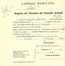 Registo de um veiculo de duas rodas tirado por um animal de espécie cavalar destinado a transporte de mercadorias em nome de Manuel Duarte Barreirão, morador no Arneiro da Arreganha.