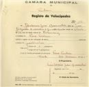 Registo de velocípede com o nº 174, em nome de António José Barranha, morador em Pero Pinheiro.