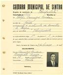 Registo de matricula de velocipedista em nome de Filipe Domingos Ferreira, morador em Faião, com o nº de inscrição 1935.