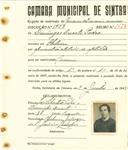 Registo de matricula de carroceiro de 2 ou mais animais em nome de Domingas Duarte Pedro, moradora em Chilreira, com o nº de inscrição 1957.