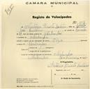 Registo de velocípede de marca Olga, com o nº 507, em nome de António Duarte Caetano, morador em Bolembre.
