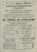Programa do filme Os Crimes de Hyde-Park com a participação de Eric Portman, Dulcie Gray e Derek Farr. 