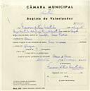 Registo de velocípede com o nº 4510, em nome de Francisco António Moutinho, morador em Cacém.