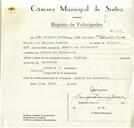 Registo de velocípede de marca Caravela, com o nº 8809, em nome de João Baltazar Baleia, morador em Arneiro dos Marinheiros.