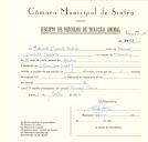 Registo de um veiculo de duas rodas tirado por dois animais de espécie asinina destinado a transporte de mercadorias em nome de Eduardo Duarte Matias, morador em Campo Raso.