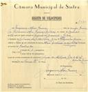 Registo de velocípede de marca Alma, com o nº 7380, em nome de Joaquim Alves Pereira, morador em Agualva.