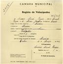 Registo de velocípede com o nº 2408, em nome de Américo Manuel Roque, morador em Maceira.