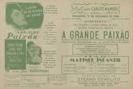 Programa do filme "A Grande Paixão" realizado por Mitchell Lersen com a participação de Wanda Hendrix, Claude Rains e Macdonald Carey.