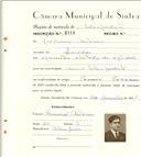 Registo de matricula de velocipedista em nome de Joaquim António, morador em Serradas, com o nº de inscrição 6514.