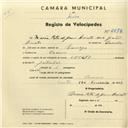 Registo de velocípede com o nº 2872, em nome de Maria Rita de Jesus Aniceto, moradora em Cacém.